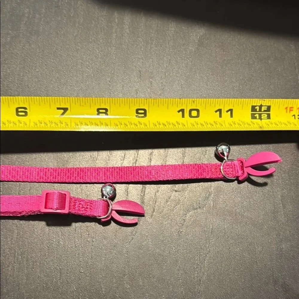 Pink Adjustable Pet Collars with Safety Bells